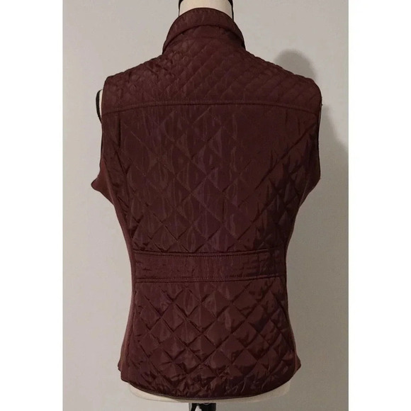 WOMEN'S CAVALINI QUILTED VEST FLEECE LINED SIDE GUSSETS BURGUNDY SIZE SMALL - Picture 3 of 9